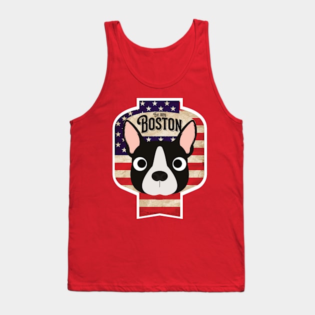 Boston Terrier - Distressed American Boston Terrier Beer Label Design Tank Top by DoggyStyles